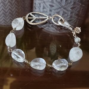 White translucent stone lucky brand bracelet